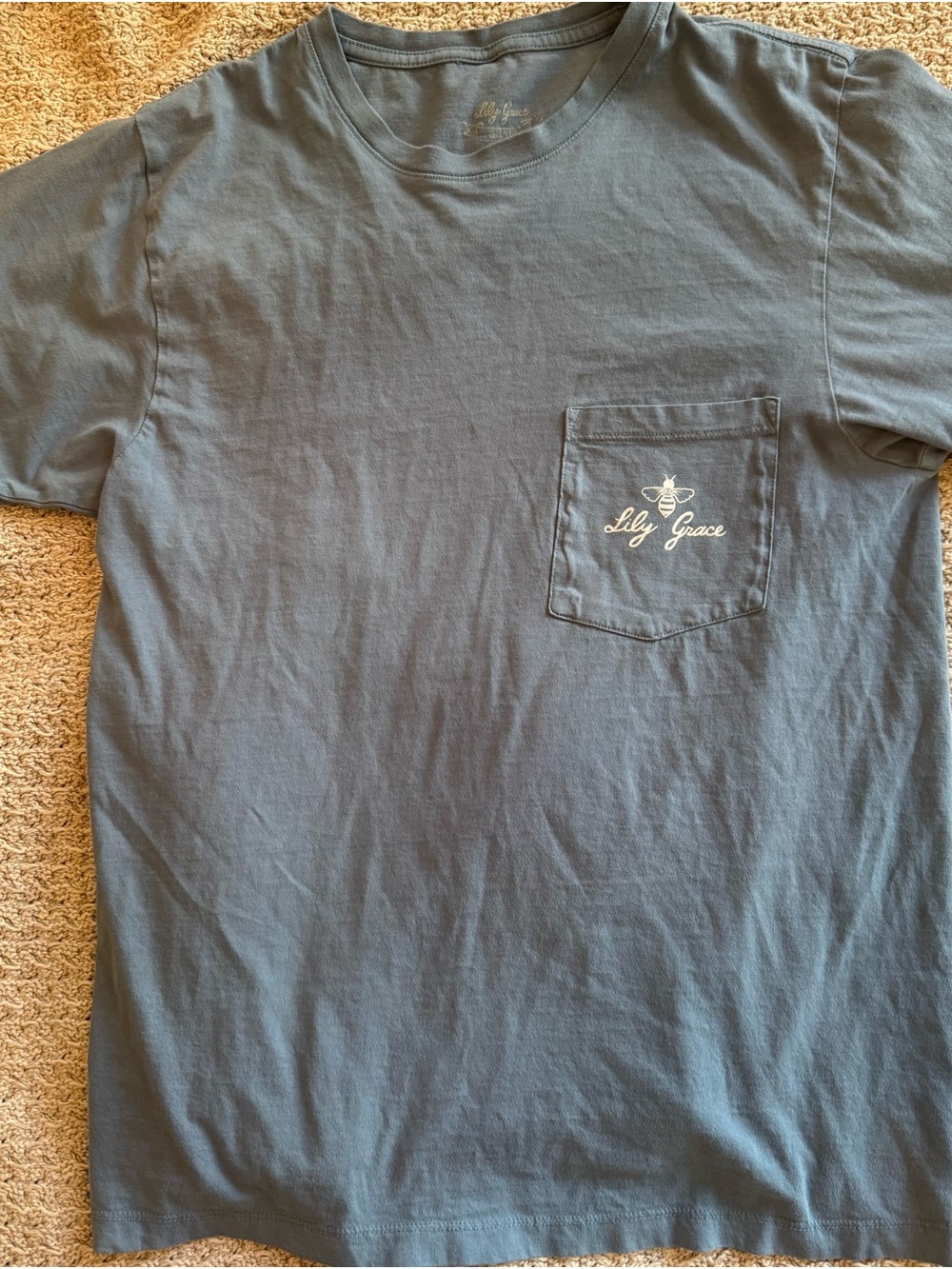 Lily Grace Women’s Crew Neck Pocket Tee in Slate Blue